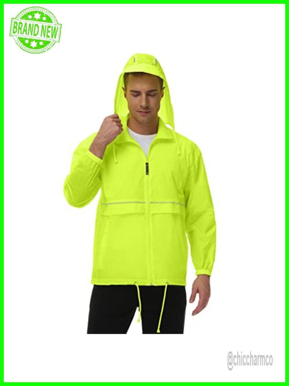 Men's Waterproof Rain Jacket Packable Windbreaker with Hood